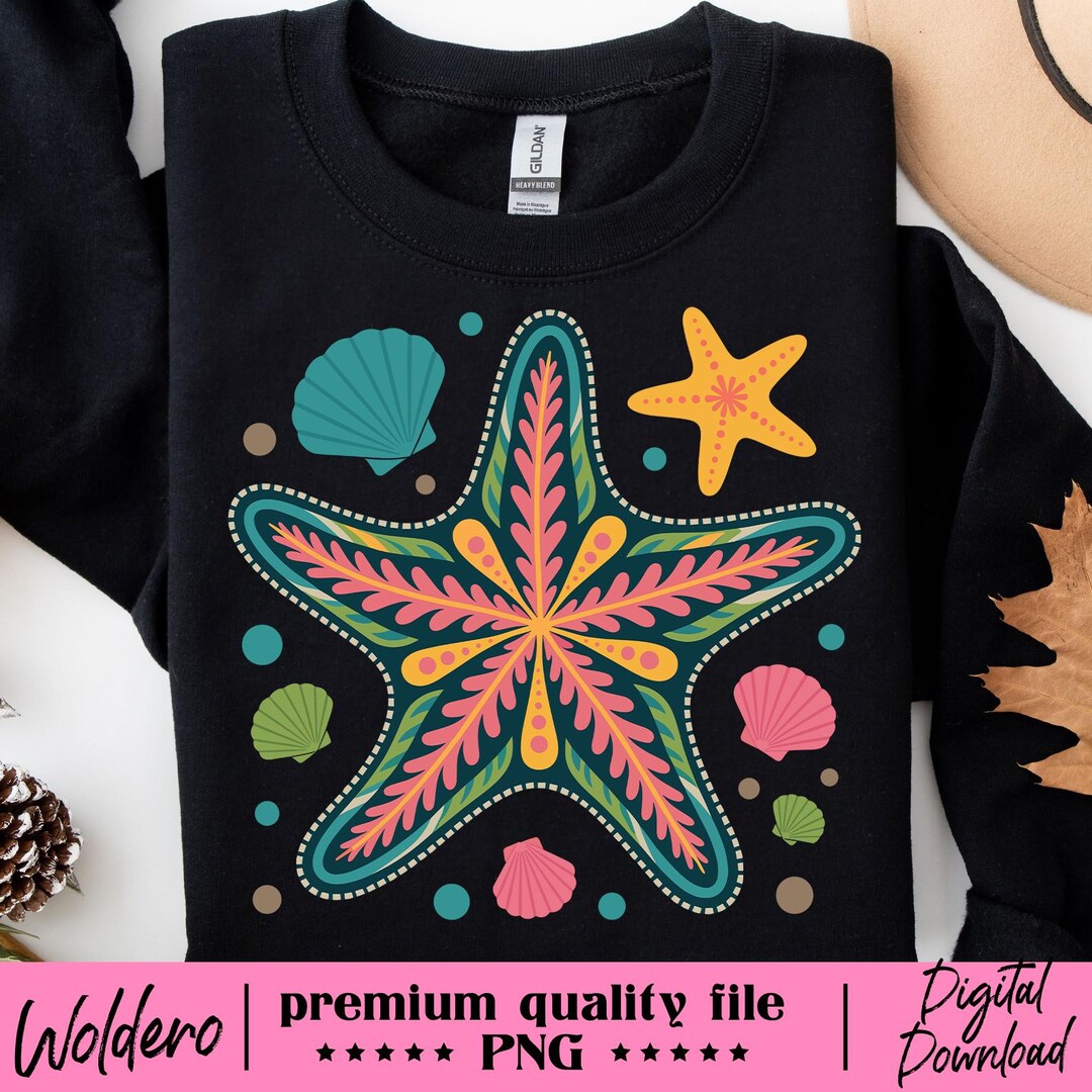 Starfish PNG Beach Design, Cute Preppy Coastal Neon Graphic for Summer ...