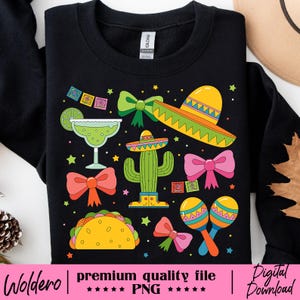 Coquette Cinco De Mayo PNG Tshirt Design, Preppy Mexican Fiesta Graphic, Tequila Margarita Sublimation, Cinco De Mayo Party Shirt Digital