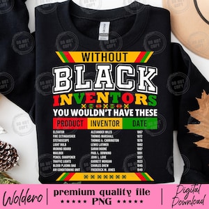 Zestaw 2 Koszulka Black Inventors Black History Month PNG | Zestaw 2 Koszulka z projektem kultury afroamerykańskiej | Bluza z kapturem Black History do pobrania