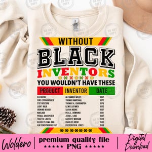 Pakiet 2 Koszulka Black Inventors Black History Month PNG | Projekt koszulki African American Culture | Bluza Black History do pobrania