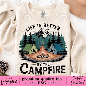 Campfire PNG T-Shirt Design: Nature Lover Outdoor Adventure (Digital Download