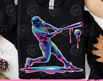 Eis Tropf Baseballschläger PNG T-Shirt | Spieler Sommer-Leckerli-T-Shirt | Schmelz Eis Sport Design | Digitaler Download | Sublimations-Shirt