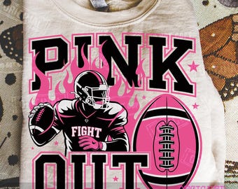 Pink Out Football PNG: Breast Cancer Awareness, Game Day Design (Digital Download)