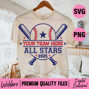 Bundle Pack 3 Baseball Allstars SVG & PNG design T-shirt | Allstars Game Template | Baseball Mom Cut File | Custom Team Shirt Design Cricut