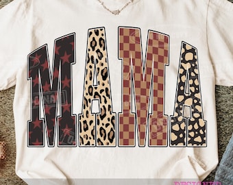 Leopard Mama Fall Png, Retro Mama Polka Dots shirt design, Trendy Fall Gingham Mama Shirt Sublimation Design