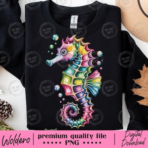 Summer Seahorse PNG T-shirt | Preppy Coastal Tee | Neon Beach Shirt | Retro Coquette Summer Top | Girly Vacation Toddler Toddler Outfit