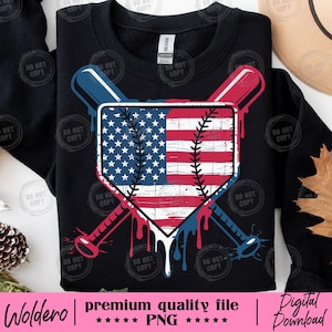 Patriotic Baseball Ice Cream Drip PNG: 4th of July USA Design (Digital Download)