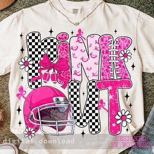 Pink Out Football PNG: Leopard Checker Star, Breast Cancer Awareness (Digital Download)