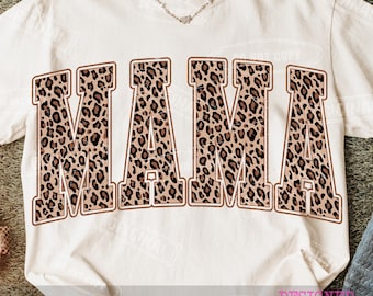 Leopard Mama PNG: Retro Mom T-Shirt Design (Digital Download)
