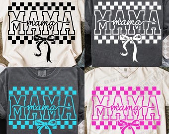 Mama Checkered Bow PNG Bundle: Retro Coquette Design (Digital Download)