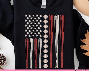 Patriotic Baseball USA Flag PNG: 4th of July T-Shirt Design