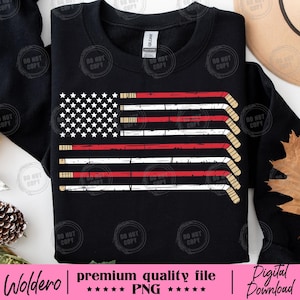 Hockey Stick USA Flag PNG T-shirt Design | Faded Patriotic Shirt Design | Women Kids Men&#39;s Player Tee | Sublimation Ready | Digital Download
