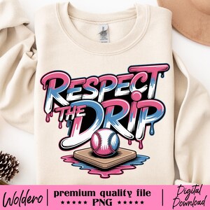 Baseball Drip For Boys Ice Cream Drip Youth Baseball PNG T-shirt | Cool Boys Baseball Tee | Summer Sports Shirt | Youth Baseball Fan Gift