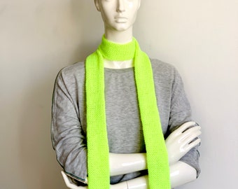 Sciarpa skinny Sciarpa lavorata a maglia skinny verde neon, Cravatta sciarpa lunga verde brillante, Sciarpa sottile a doppio tubo verde brillante giallo, Sciarpe lavorate a maglia da donna