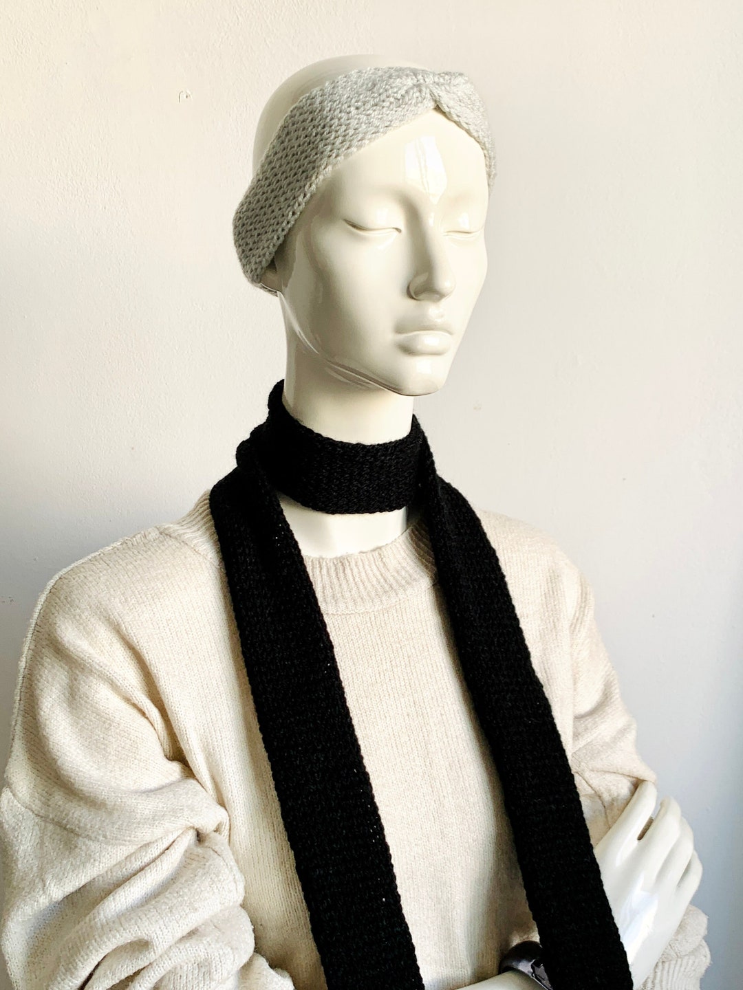 [Kashiko] ★ Jacquard Knit Scarf (Black/Ivory) ౨ৎ韓國代購KASHIKO Jacquard Knit Scarf Ivory/Black #秋冬