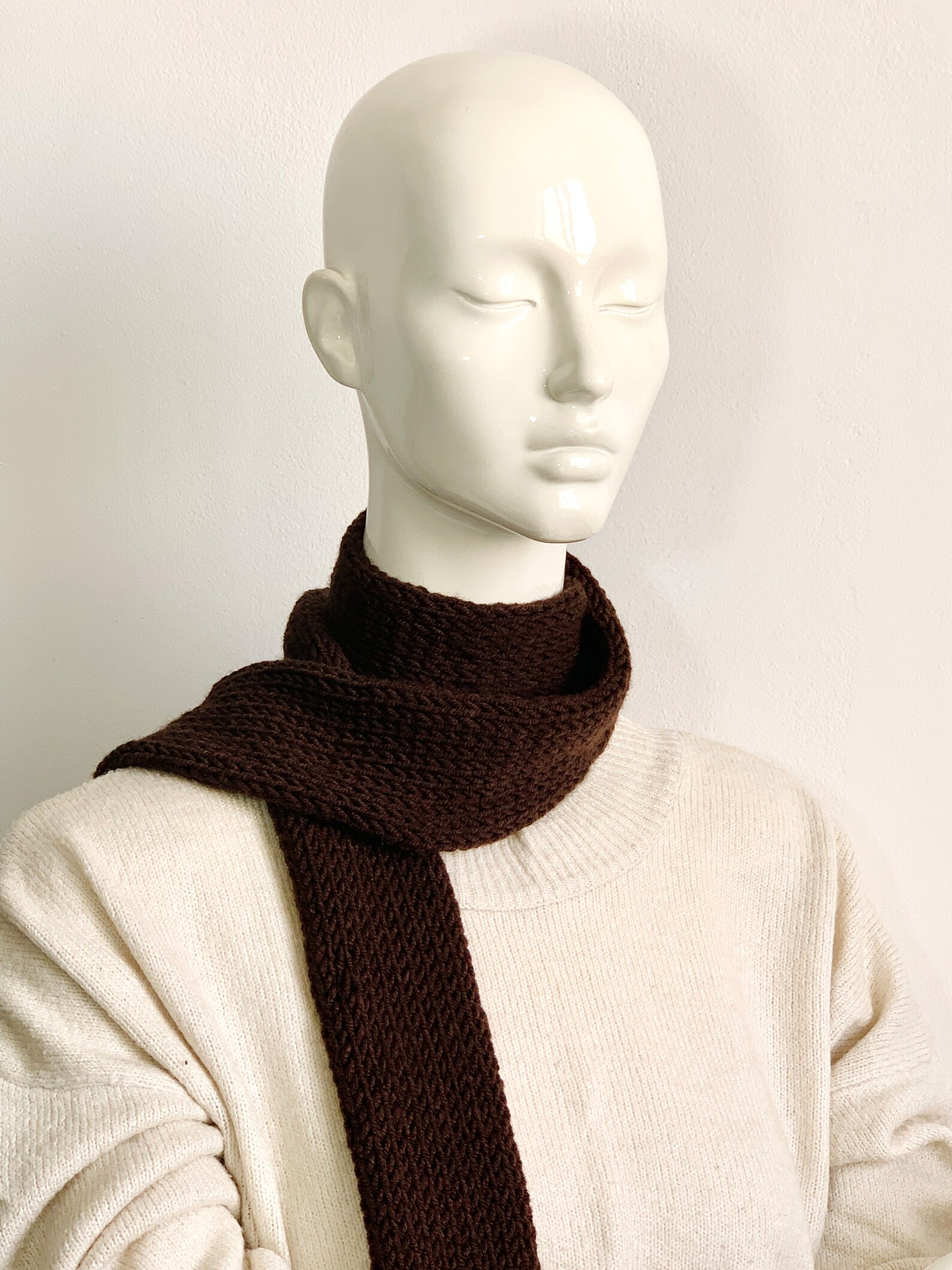 Coffee Stripe Skinny Scarf main image 1