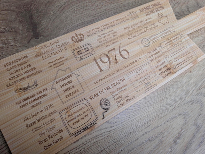 Tábua de corte personalizada para presente de aniversário de 50 anos imagem 2