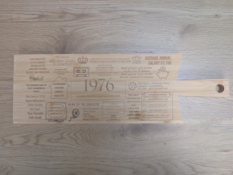 Tábua de corte personalizada para presente de aniversário de 50 anos imagem 1