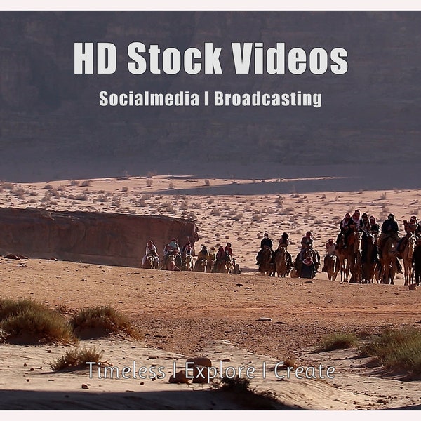 Tourists Riding Camel in Wadi Rum Desert I Stock Videos I Instant Download I Travel Destinations I Nature Videos I Background Videos I Clips