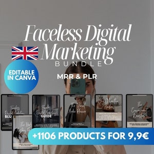 Faceless Digital Marketing Bundle: MRR & PLR, Social Media Guides (Digital Download)
