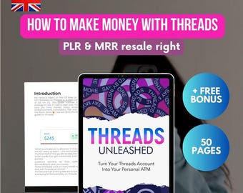 Threads Unleashed by Adam Dukes Ebook MRR & PLR, How To Grow Followers and Make Money On Threads, Master Resell Rights, Digital Marketing