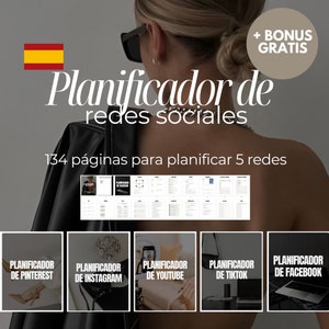 Planificador de redes sociais, Planilha de planejamento de redes sociais, Calendário de conteúdo, Planejador com direitos de venda
