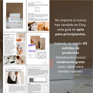 May include: A guide for starting an Etsy shop, with tips on setting up a shop, listing products, and using Etsy resources. The guide includes a free offer of 40 product listings for new Etsy shops.