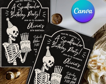 Spooktacular Birthday Party Invitation, Halloween Birthday Invite, Kids Spooky Party Printable, Editable Template