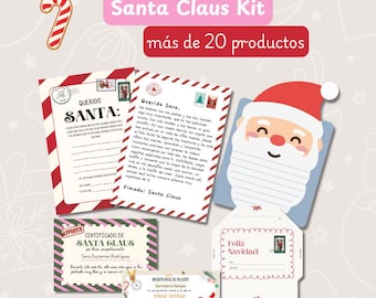 Kit Imprimible Santa / Santa Claus Pack Navideño / Editable en Canva / Cartas, Certificados y Sobres