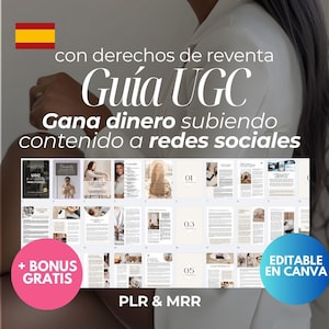 Guía UGC Principiantes / Guía para ganar dinero en redes sociales / Genera Ingresos / Guía con derecho de reventa MRR PLR / Canva modifiable