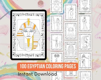 Dibujos para colorear egipcios: 100 diseños del antiguo Egipto (descarga digital)