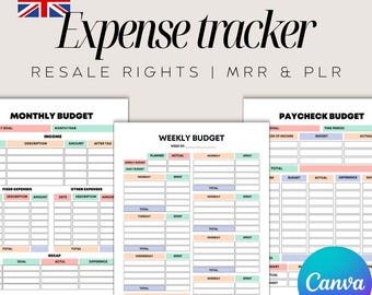 Editable Expense Tracker: Monthly & Weekly Budget Planner (Canva Template)