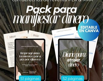Guía para reprogramar tu mente y atraer dinero + Diario para atraer dinero| Pack manifestación dinero | Derecho de reventa