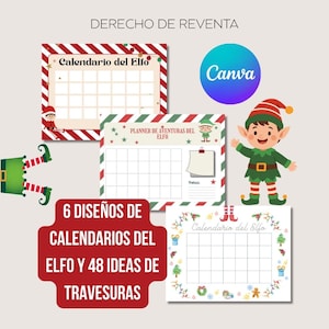 Kalender Elfo Editable auf Leinwand | Planificador Elfo Navidad | Lista Reisen | Derechos de reventa