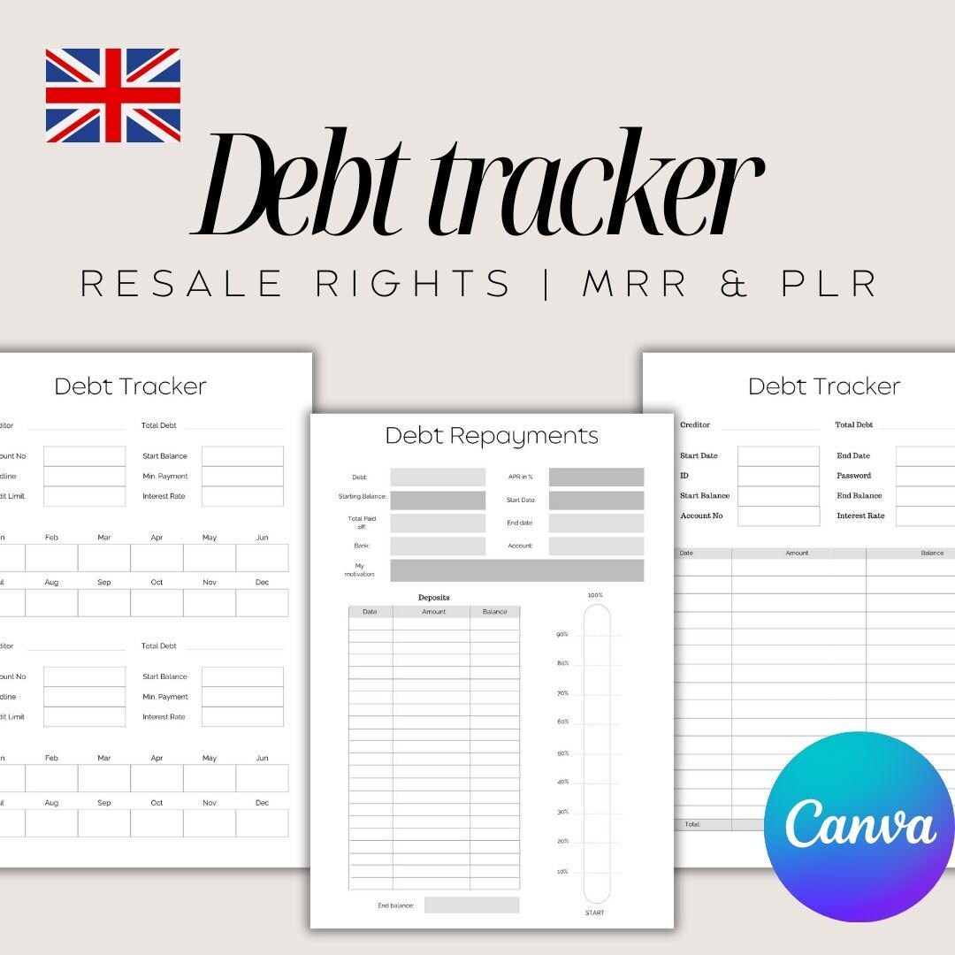 Debt Tracker Template: Editable Canva Planner (PLR) - Etsy