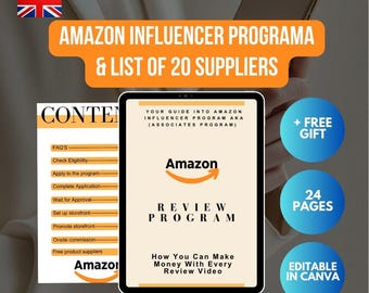 Amazon Influencer Program Guide: Free Suppliers List, Canva Template (PLR & MRR)