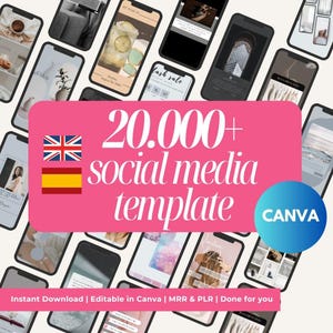 20000 Plantillas de Redes Sociales | Marketing Templates | Plantillas de Canva | Plantillas de Instagram | Canva Post Template| MRR & PLR
