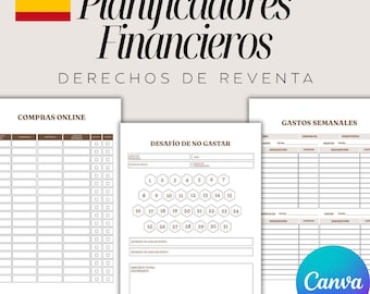 Planejador Financeiro Editável em Espanhol: Modelo Canva com Direitos de Revenda (Download Digital)