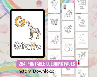 284 Kids' Coloring Pages: Mega Pack for Preschool, Kindergarten (Digital Download)
