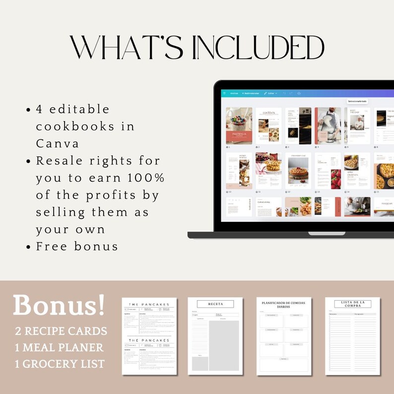 Editable Cookbook Template: Canva Recipe Book (PLR & MRR) - Etsy