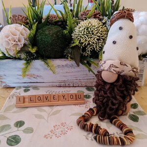 Woodland gnome, Earthly gnome, Button gnome, Leggy gnome, Hand crafted gnome, Forest gnome, Collectible gnome, Tiered tray decor, Gift gnome