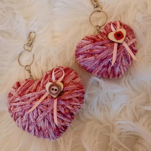 Heart keychain, Heart purse charm, Heart bag charm, Handmade heart