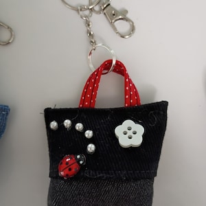 Handmade Upcycled Denim Purse Charm Keychain