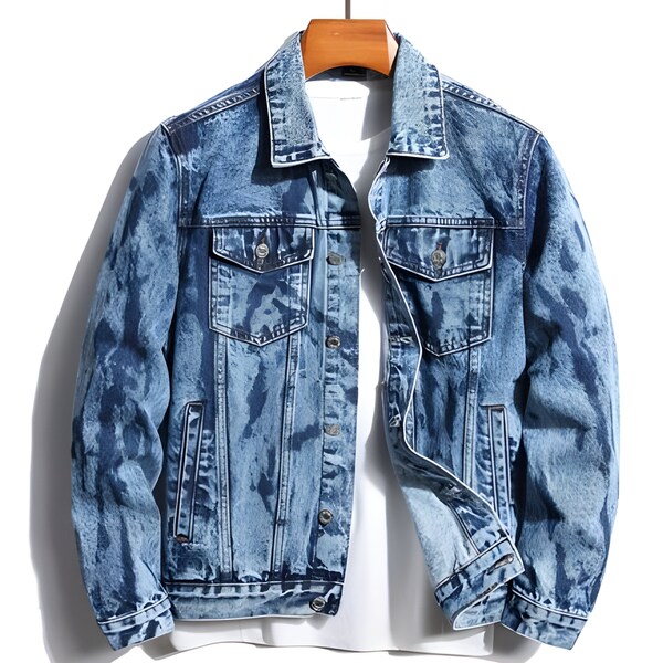 Veste En Jean Délavée Homme | Veste en jean tie-dye | Veste vintage | Veste en jean homme | Veste streetwear | Veste streetwear pour lui