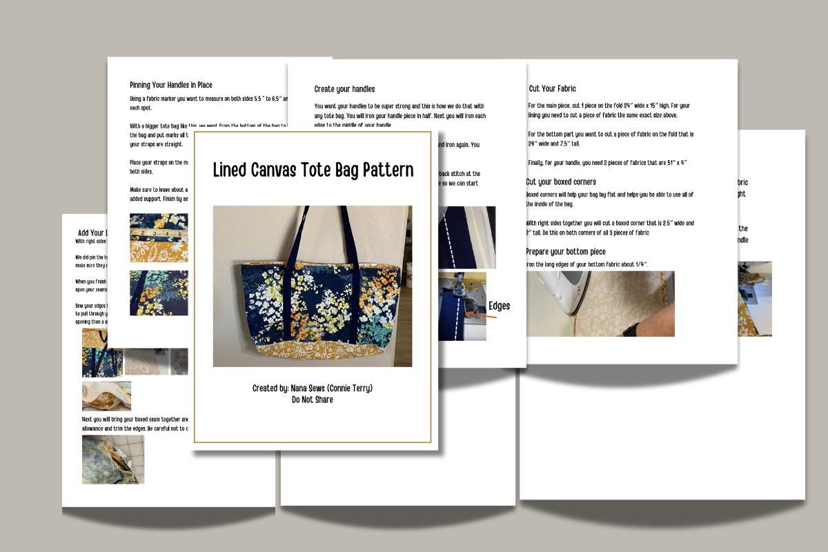 Canvas Tote Bag Pattern Sewing Tutorial - Etsy
