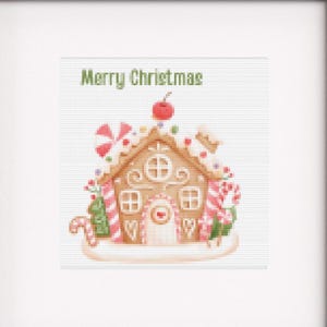 Merry Christmas Gingerbread House cross stitch pattern