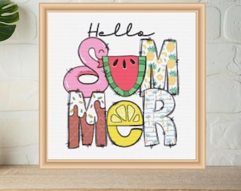 Hello Summer cross stitch pattern