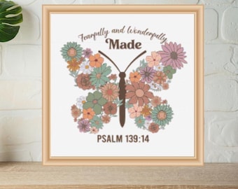 Fearfully and Wonderfully made scripture cross stitch pattern