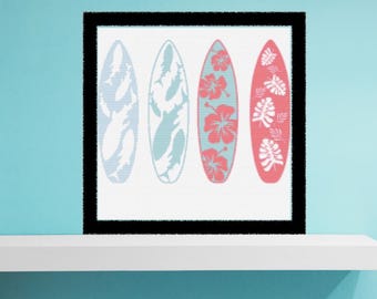 Surf boards together cross stitch pattern