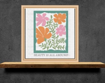 Beauty Retro Flowers Cross stitch pattern